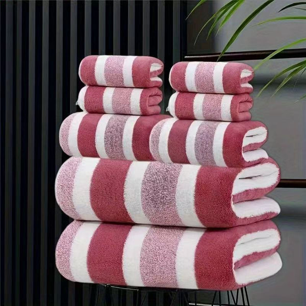 Luxury Coral Fleece Towel Set 8 Piece Red